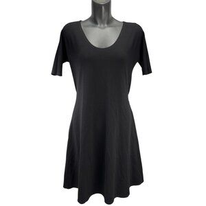ELISA C-ROSSOW Knit Designer Belted w/Pockets Black Short Sleeve T-Shirt Dress M